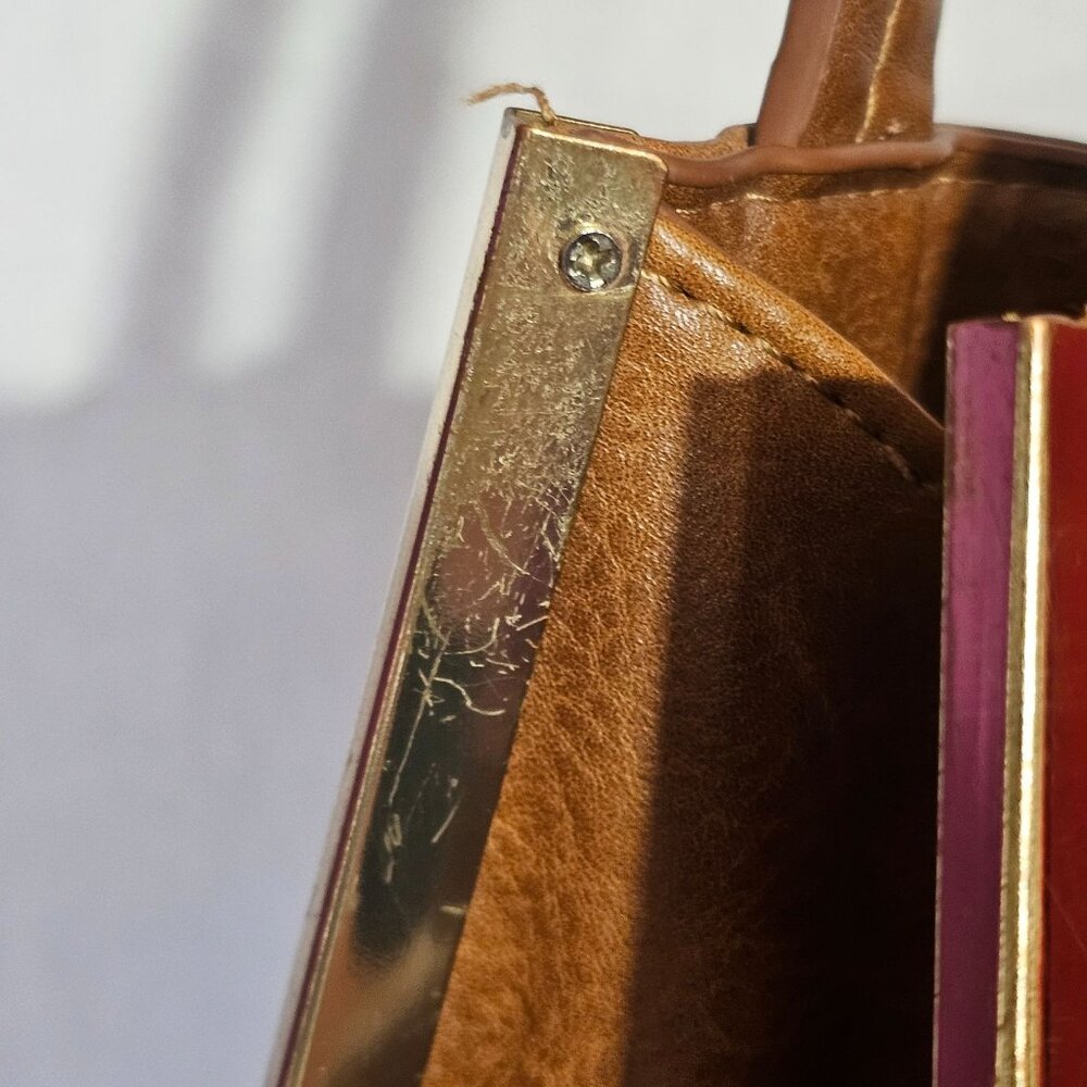 Madison West Vintage Camel Brown Faux Leather Handbag Purse Boho Cottagecore - Picture 9 of 16